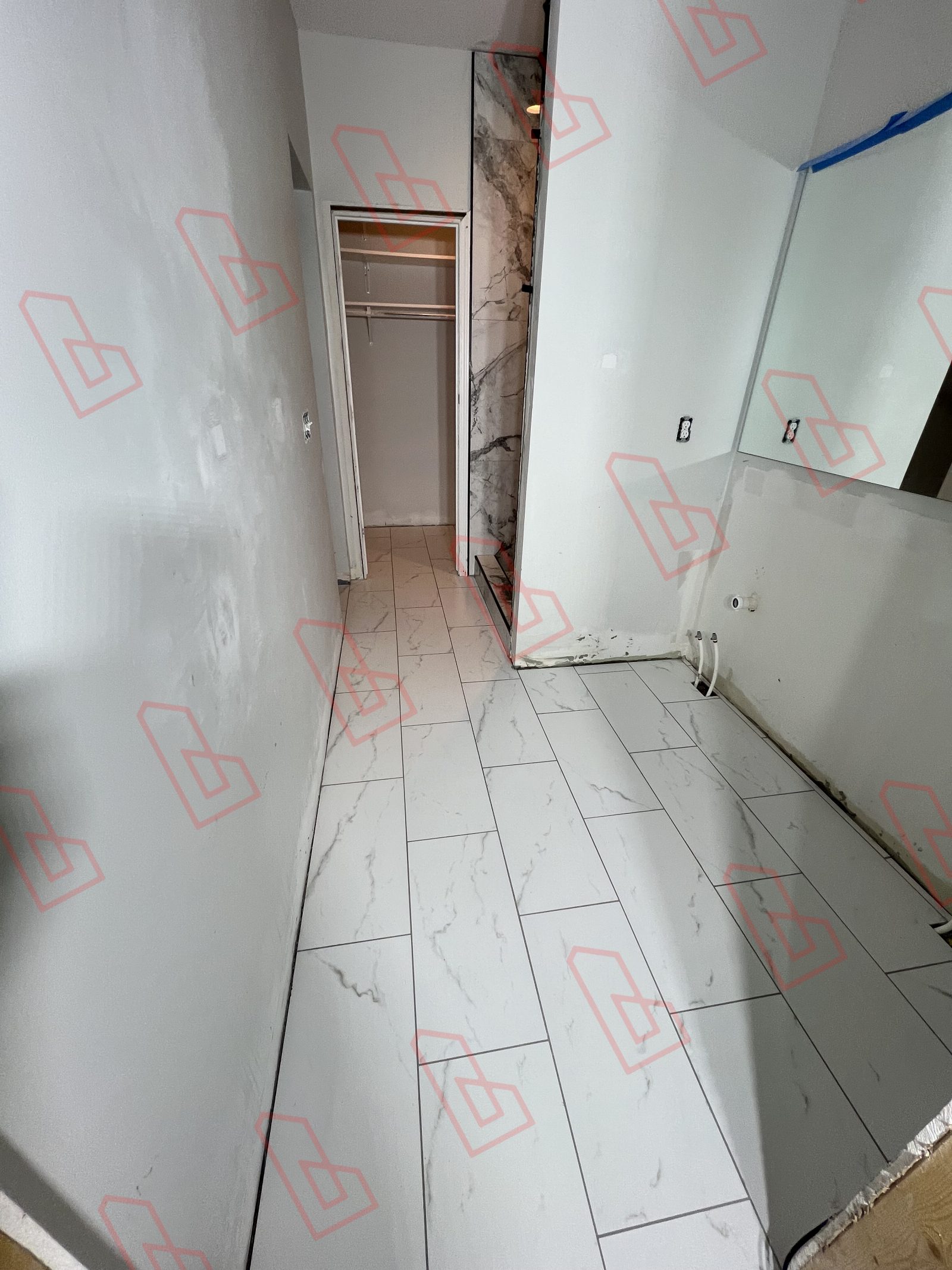 Walled Lake bathroom tile and wall progress