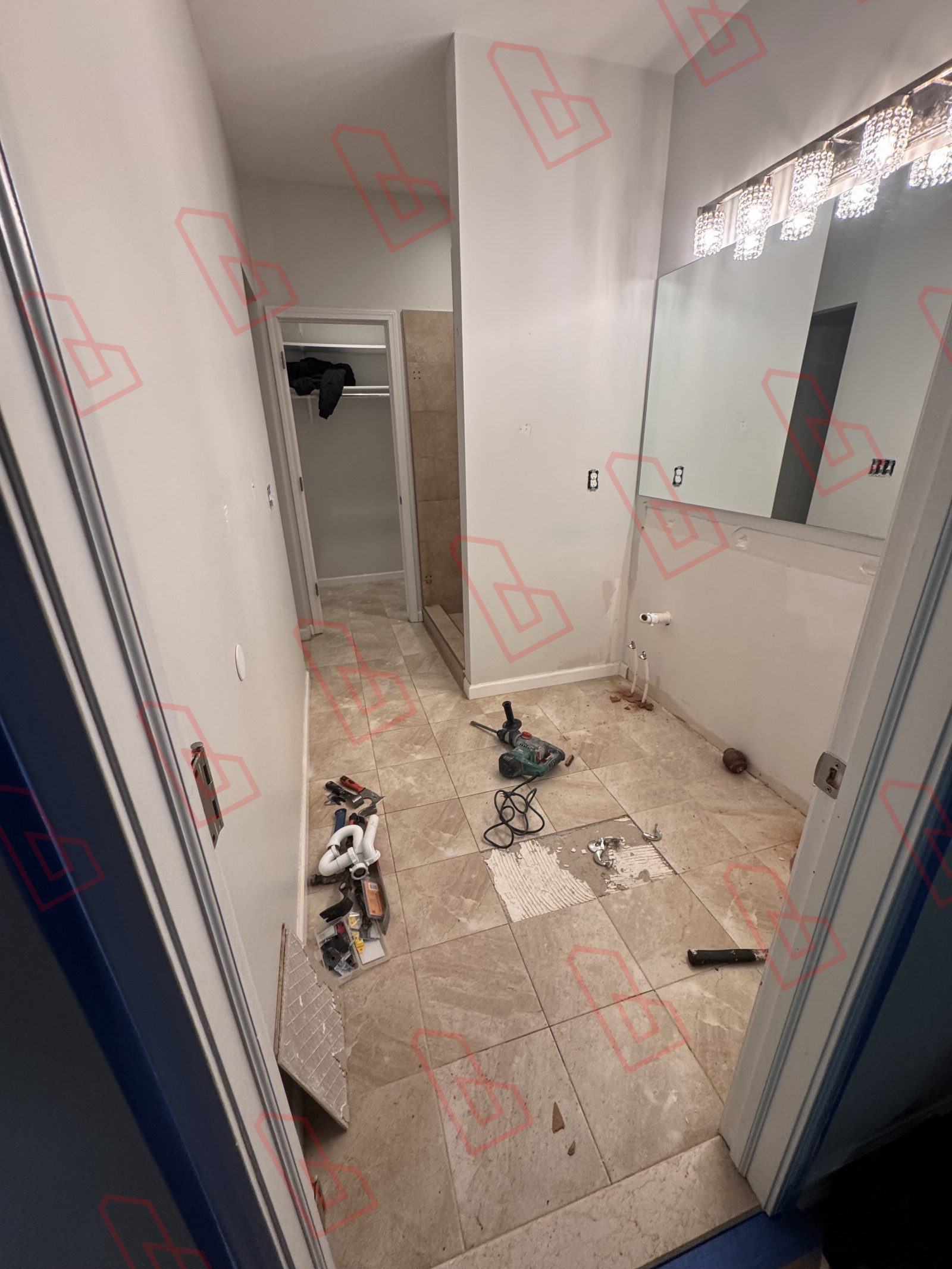 Walled Lake bathroom during demo stage
